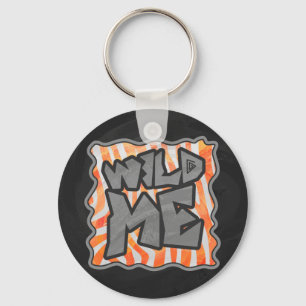 Zebra Orange and White Wild Me Key Ring