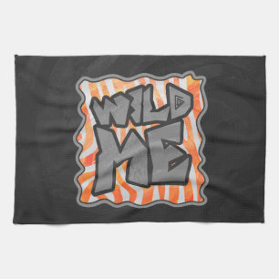 Zebra Orange and White Wild Me Tea Towel