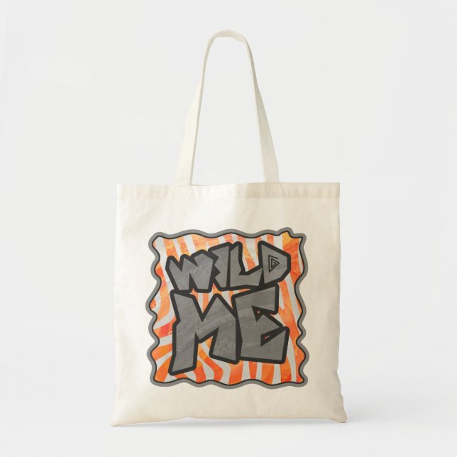 Zebra Orange and White Wild Me Tote Bag (Front)
