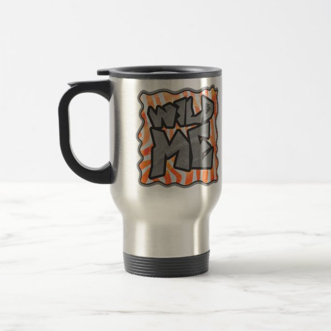 Zebra Orange and White Wild Me Travel Mug (Left)