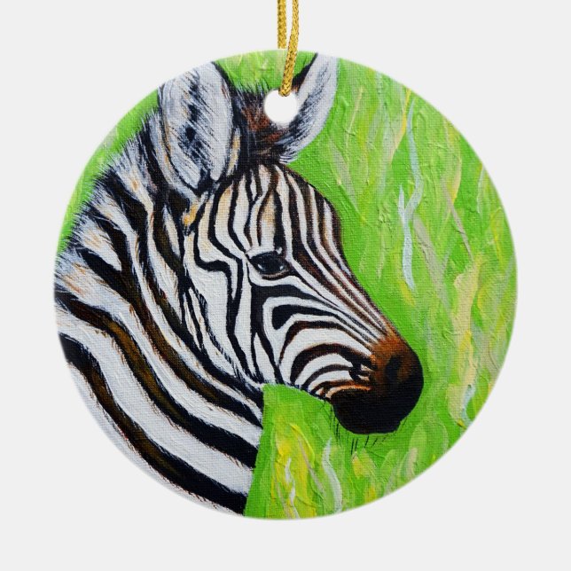 Zebra Painting Ceramic Tree Decoration (Front)