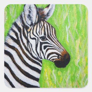 Zebra Painting Square Sticker