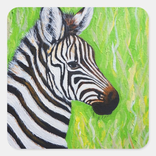 Zebra Painting Square Sticker (Front)