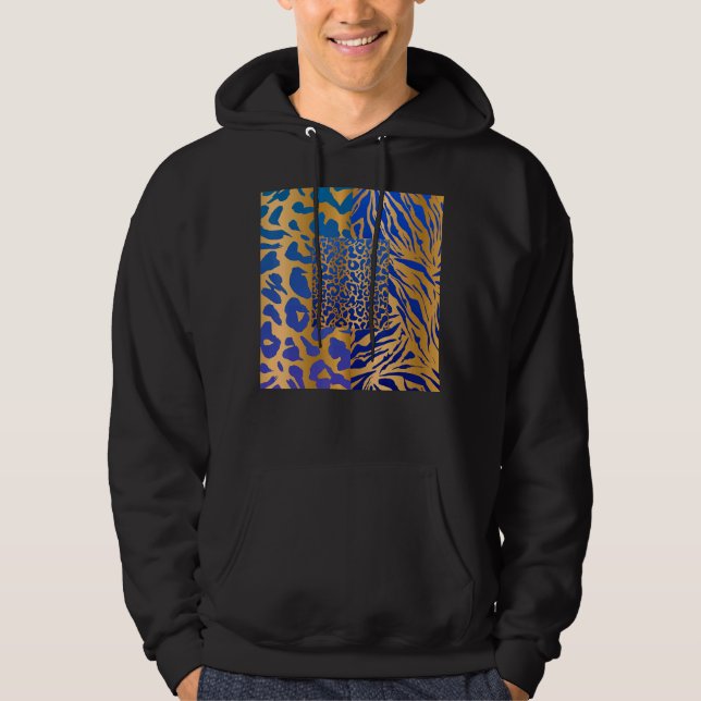 Zebra Panther Cheetah Animal Safari Print Hoodie (Front)