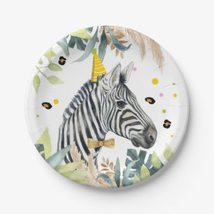 Zebra Party Animals Birthday Zoo Safari Paper Plate