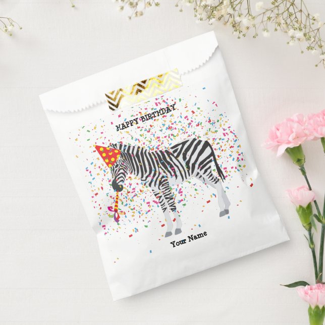 Zebra Partying - Animals at Birthday Party Favour Bags (Sealed)