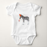 Zebra Partying - Animals Having a Party Baby Bodysuit<br><div class="desc">A cute illustration of a zebra partying and having fun! Zebra wearing a party hat and blowing party horn with confetti raining down on it. Let the celebrations begin! Perfect for anyone who loves funny animal illustrations. Ideal for a birthday gift, nursery decor, kids room art, home decor, Christmas present...</div>