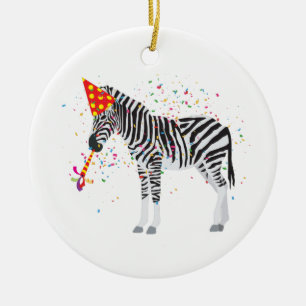 Zebra Partying - Animals Having a Party Ceramic Tree Decoration