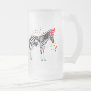 Zebra Partying - Animals Having a Party Frosted Glass Beer Mug
