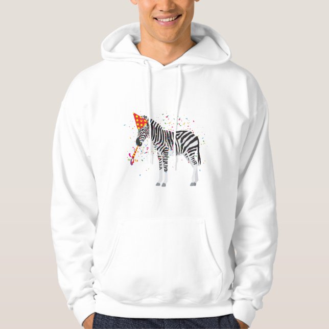 Zebra Partying - Animals Having a Party Hoodie (Front)