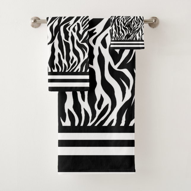 Zebra Pattern Bath Towel Set (Insitu)