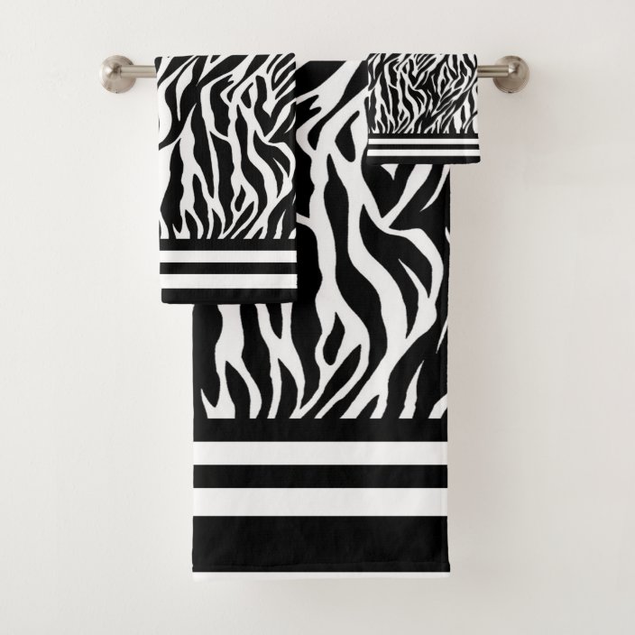 Zebra Pattern Bath Towel Set Zazzle.co.uk