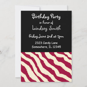 Zebra Pattern Birthday Invitation