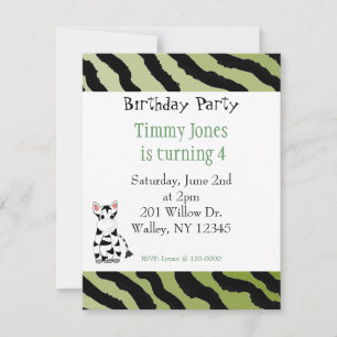 Zebra Pattern Birthday  Invitation