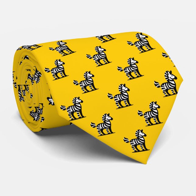Zebra Pattern - Black on Amber Tie (Rolled)