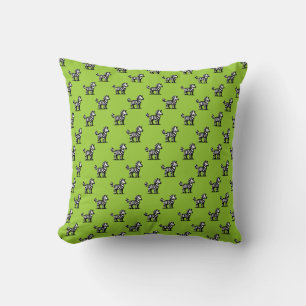 Zebra Pattern - Black on Martian Green Cushion
