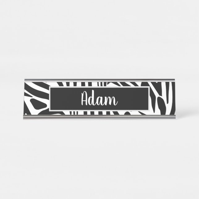 Zebra Pattern Desk Name Plate (Front)