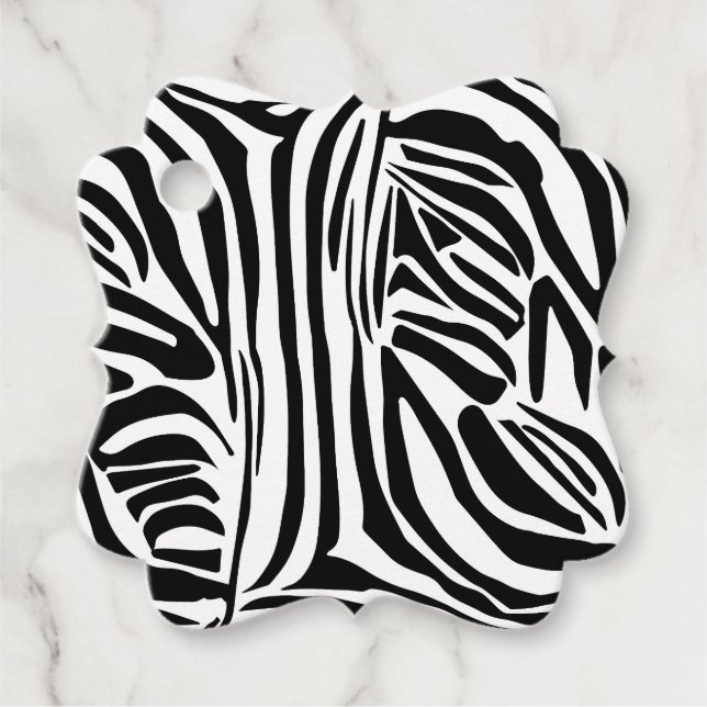 Zebra pattern favour tags (Front)