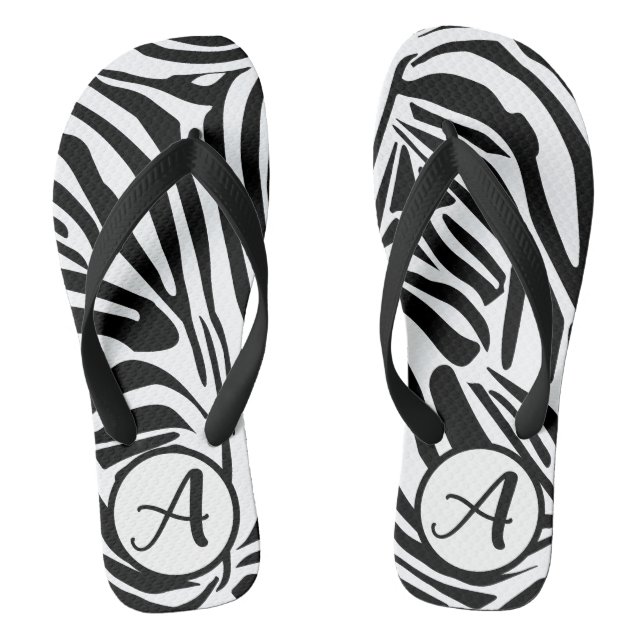 Zebra Pattern Flip Flops (Footbed)