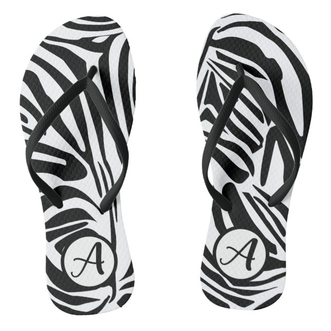 Zebra Pattern Flip Flops (Footbed)
