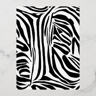 Zebra pattern foil holiday postcard