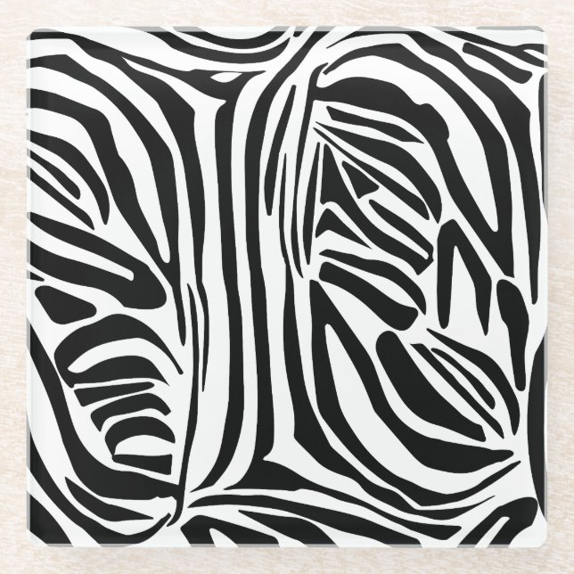 Zebra pattern glass coaster (Front)