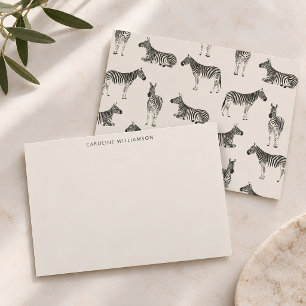 Zebra Pattern Illustrated Personalised Stationery Card