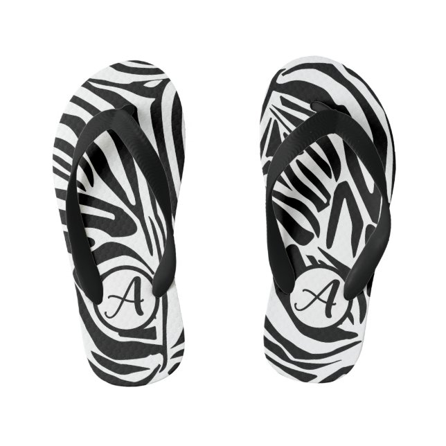 Zebra Pattern Kid's Flip Flops (Footbed)