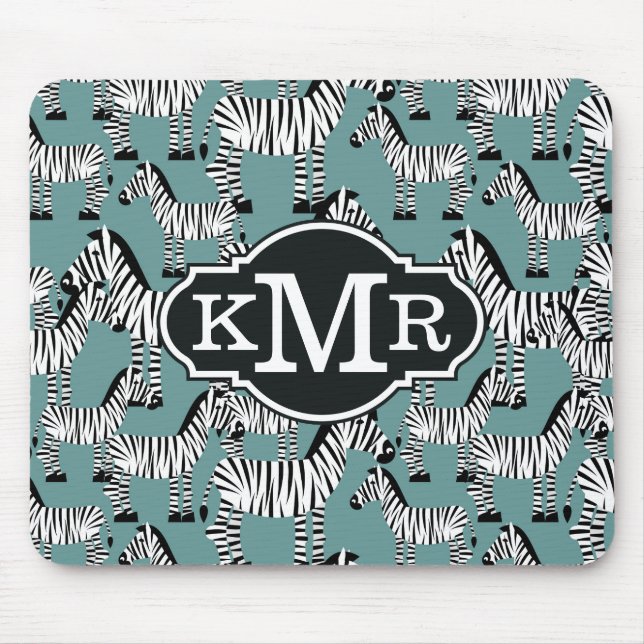 Zebra Pattern | Monogram Mouse Mat (Front)
