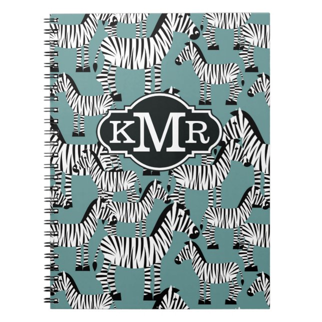 Zebra Pattern | Monogram Notebook (Front)