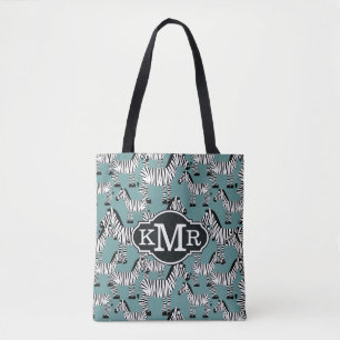 Zebra Pattern   Monogram Tote Bag