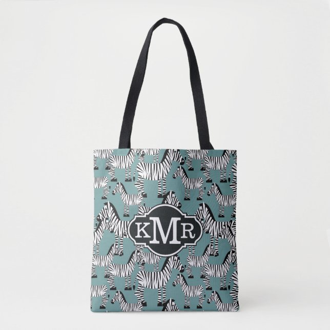 Zebra Pattern | Monogram Tote Bag (Front)