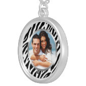 Zebra Pattern Photo Frame Silver Plated Necklace (Front Right)