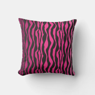 Zebra Pattern Pink Black Cushion