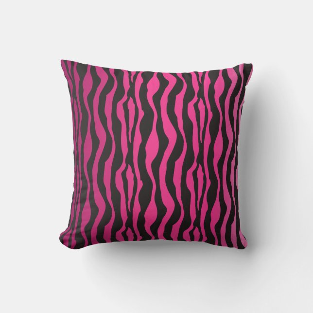 Zebra Pattern Pink Black Cushion (Front)