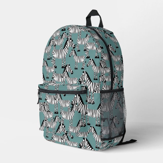 Zebra Pattern Printed Backpack (Back Corner Right)