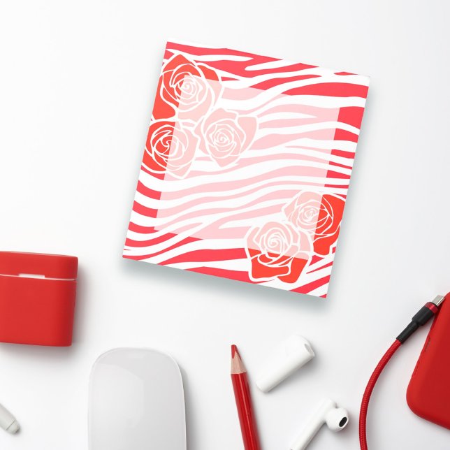 Zebra pattern + red roses notepad (Creator Uploaded)