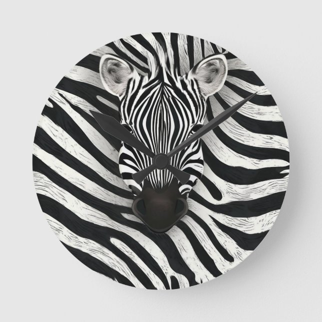 Zebra pattern round clock (Front)