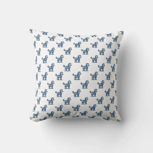 Zebra Pattern - Shibori Blue on White Cushion