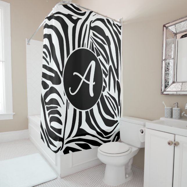 Zebra Pattern Shower Curtain (In Situ)