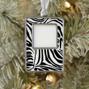 Zebra pattern silver plated framed ornament