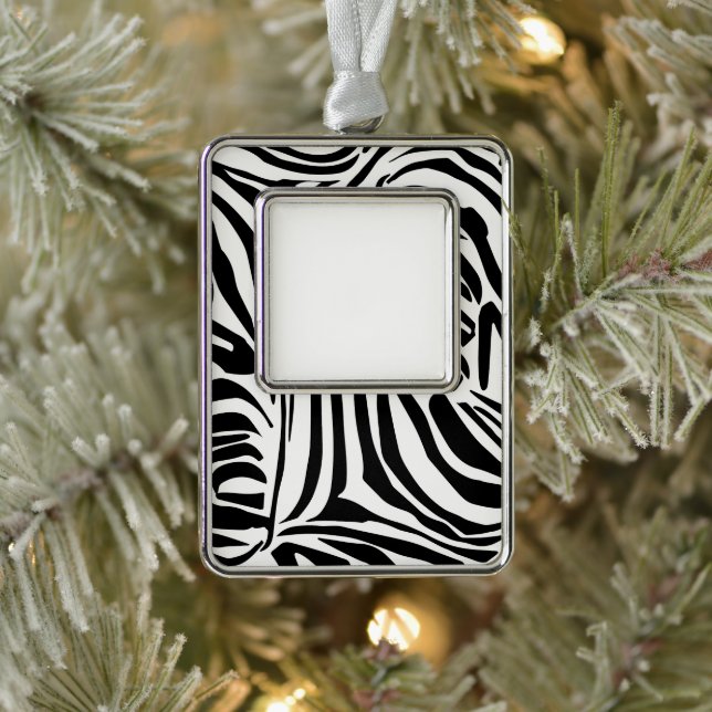 Zebra pattern silver plated framed ornament (Tree)