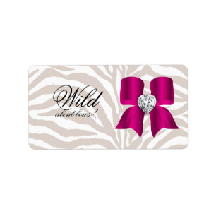 Zebra Pattern with Cute Fashion Jewellery Bow Label