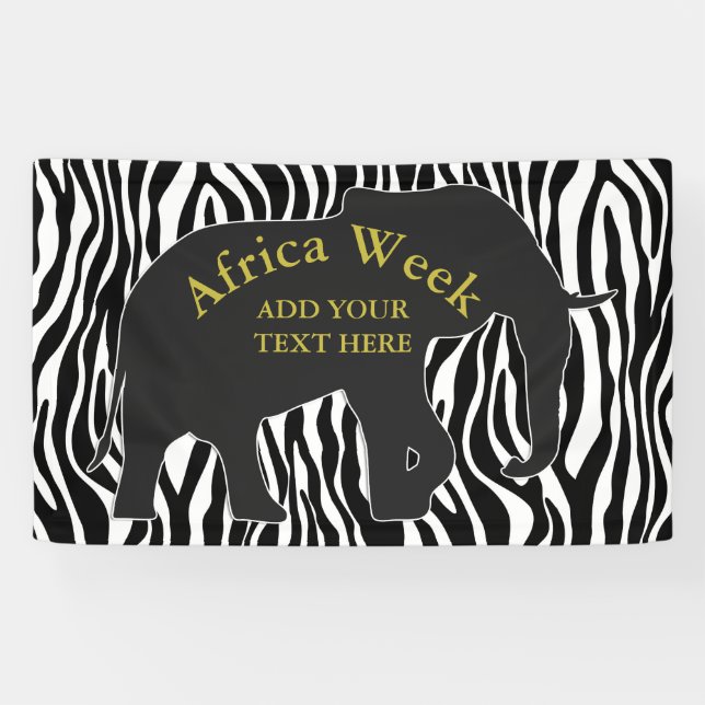 Zebra Pattern with Elephant + your ideas Banner (Horizontal)