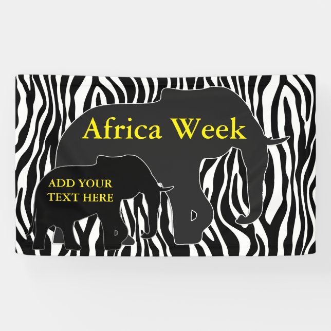 Zebra Pattern with Elephants + your ideas Banner (Horizontal)