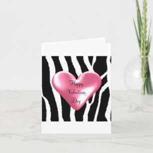 Zebra Pattern with Valentines Heart Holiday Card