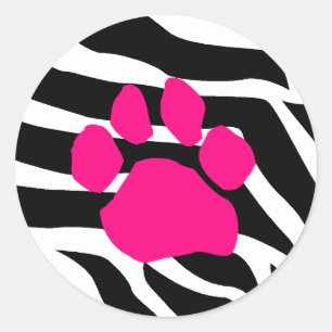 Zebra Paw Print Classic Round Sticker