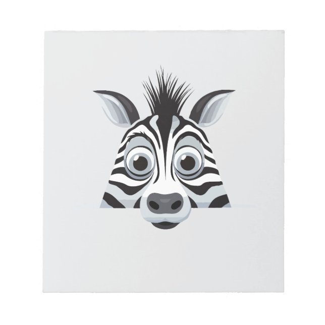Zebra Peeking Cute Adorable Funny Animal Cartoon  Notepad (Front)