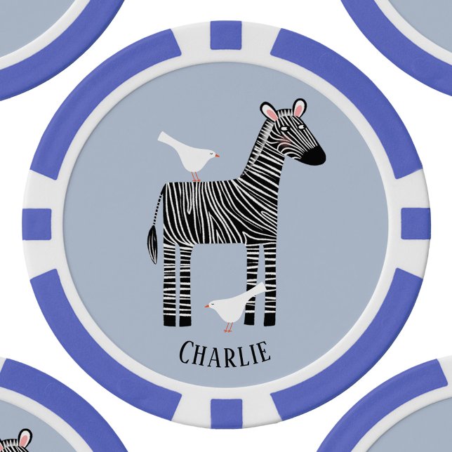 Zebra Personalised Poker Chips (Fun zebra personalized custom name poker chip)