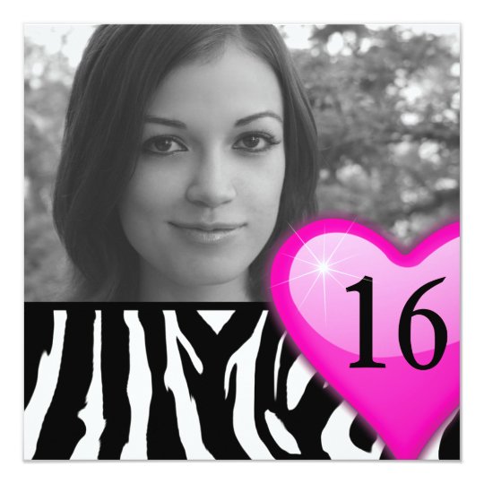 zebra photo sweet sixteen card